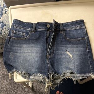 PINK Victoria's Secret Blue Jean Shorts Distressed Frayed Hem